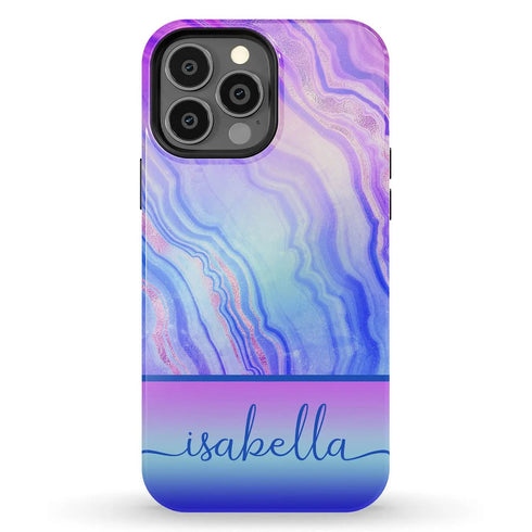 Neon Rainbow Agate Custom Name iPhone Case